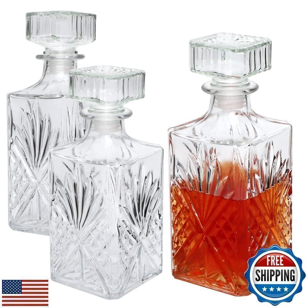 Glass Bottle 31oz Whiskey Decanter, Delicate Decanter Set
